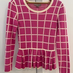 Banana Republic Pink and Cream Grid Sweater